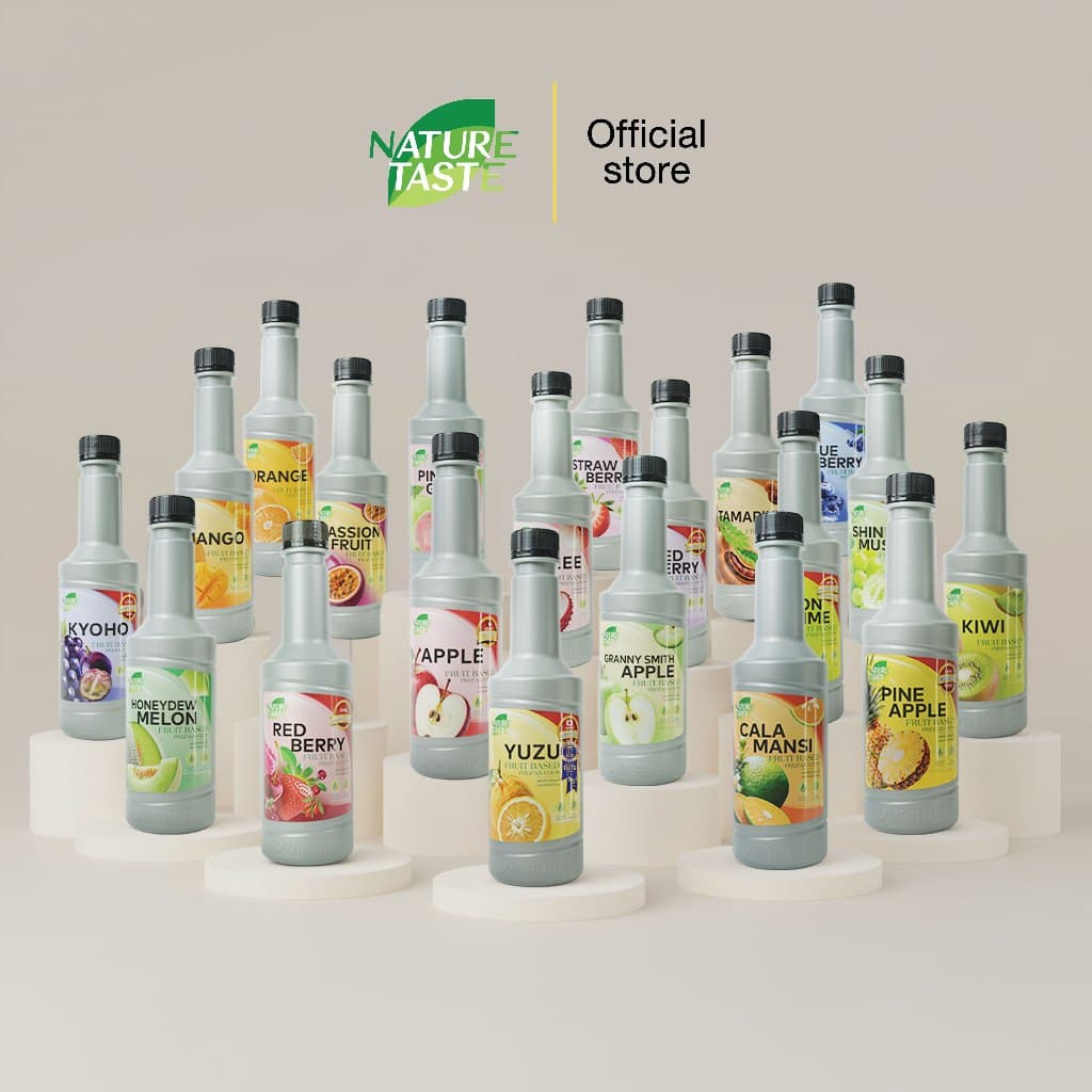 Nature Taste น้ำผลไม้เข้มข้นฟรุตเบสพรีเพอเรชั่น เพียวเร่ 20 รสชาติ ตราเนเจอร์เทส ขนาด 840 ml. (ผลิตจากผลไม้แท้ๆ)