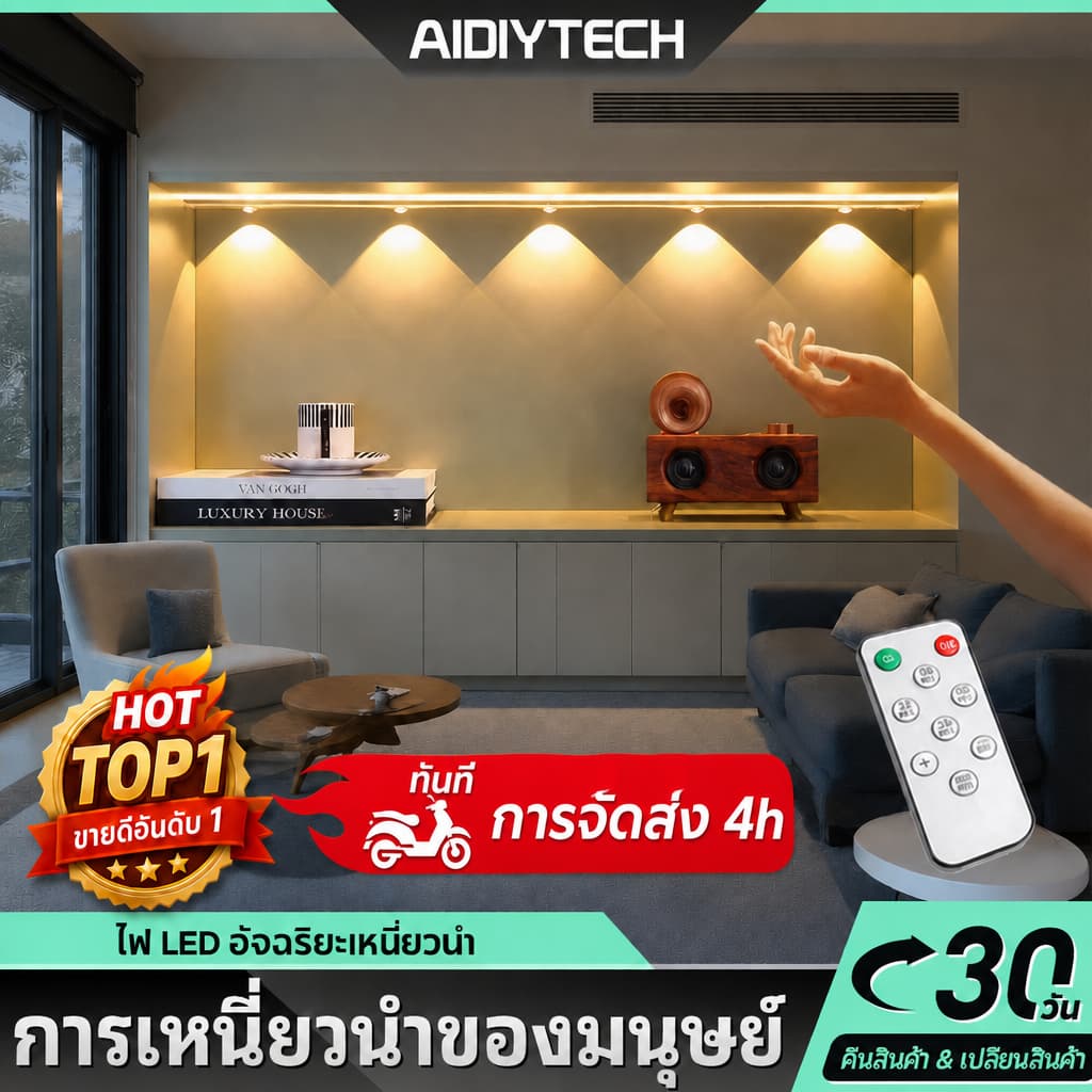 AIDIYTECH แถบไฟ LED ไฟแต่งห้อง ไฟตกแต่งห้องเพดานข้างเตียง Cat Eye สามสี USB TYPE-C ชาร์จโคมไฟ ปรับได้ 3 สี ขนาดต่าง