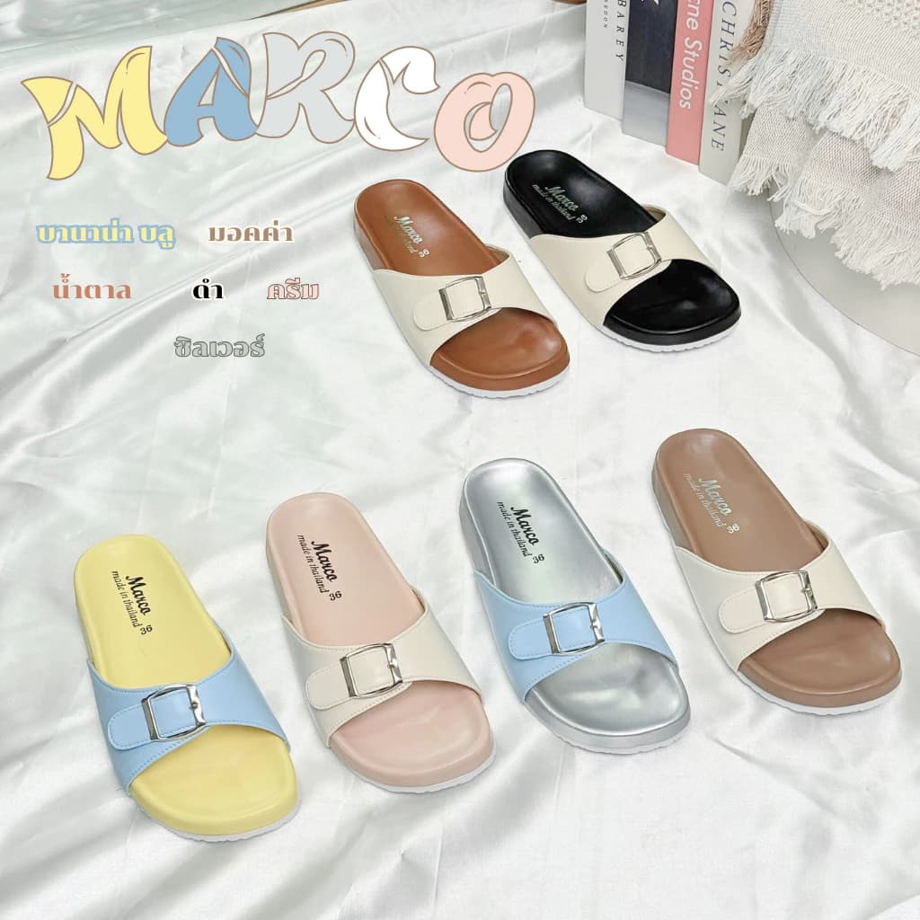 รองเท้าแตะ แบรนด์ MARCO รุ่น G1005 คาดเข็มขัด หนังนิ่ม