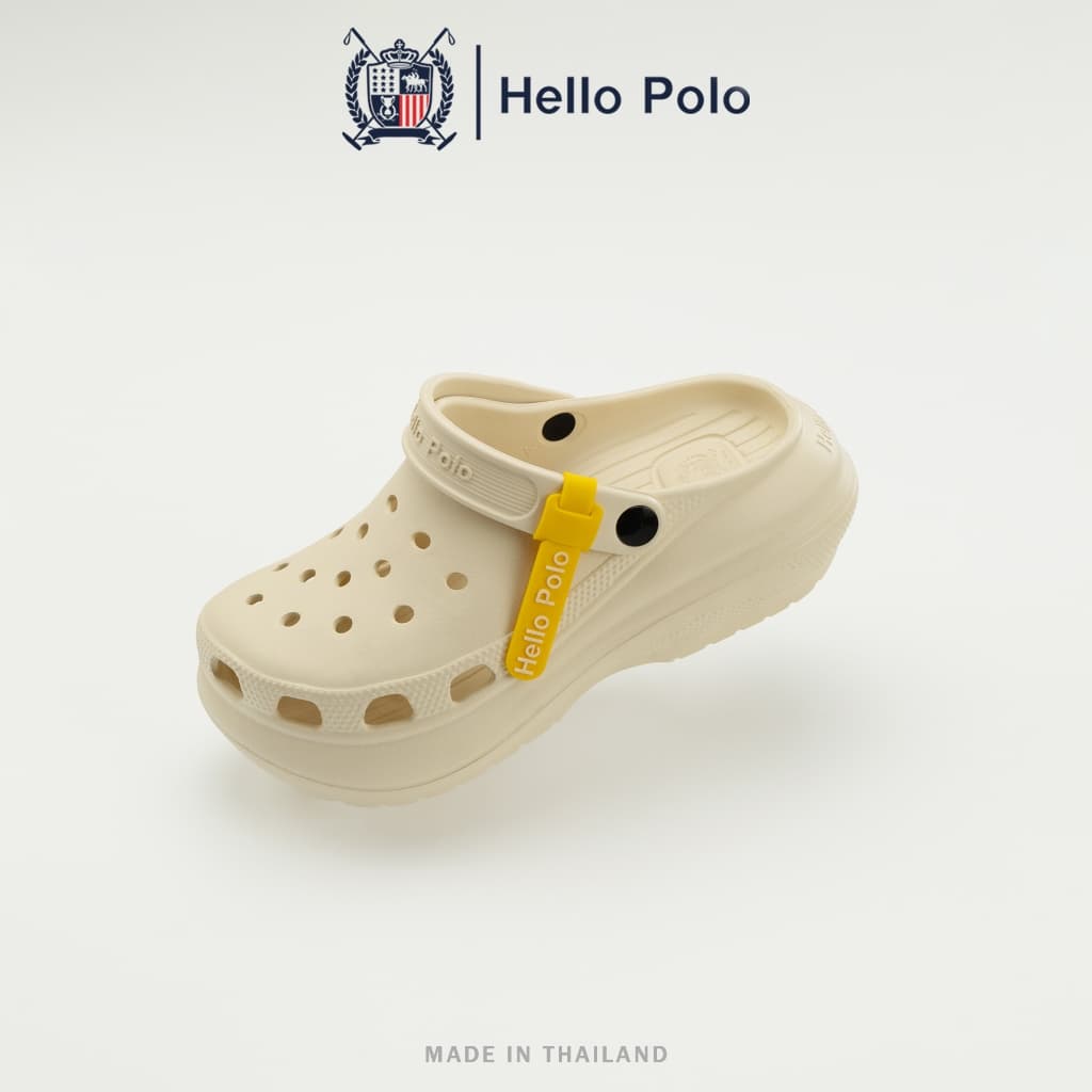 Hello Polo รองเท้า รองเท้าแตะมีรู ส้นตึก กันลื่น พื้นนิ่ม ลําลองระบายอากาศได้ดี ใส่แล้วสูง EVA นิ่มเหมือนเหยียบขี้HP8052