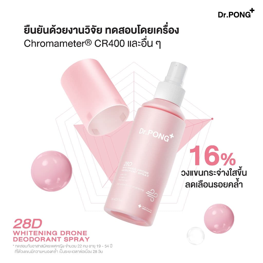 Dr.PONG 28D WHITENING DRONE deodorant spray สเปรย์ระงับกลิ่นกาย ผิวรักแร้กระจ่างใส 24hours Odor control