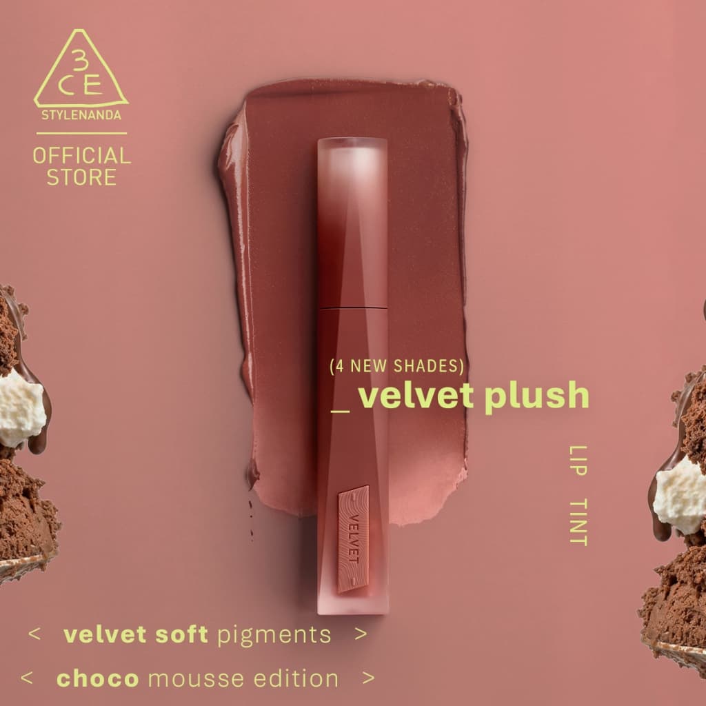 [Pond's Pick] 3CE Velvet Lip Tint Plush ทรีซีอี เวลเวท ลิป ทิ้นท์ พลัช 4 กรัม ลิปทิ้นท์กำมะหยี่เบลอปากฟุ้ง เบาสบาย ติดทน