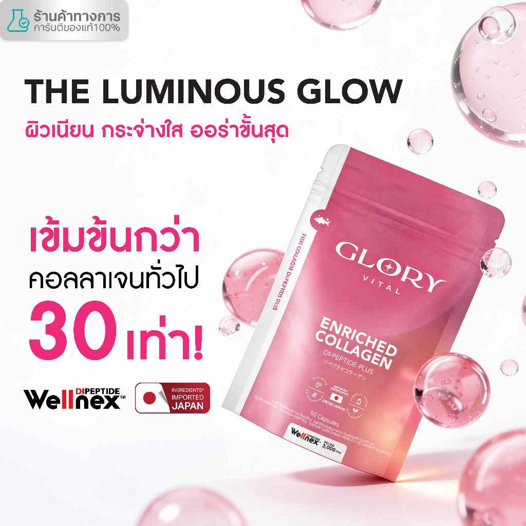 Glory Enriched Collagen กลอรี่ คอลลาเจนไดเปปไทด์ โครงสร้างเดียวกับผิว